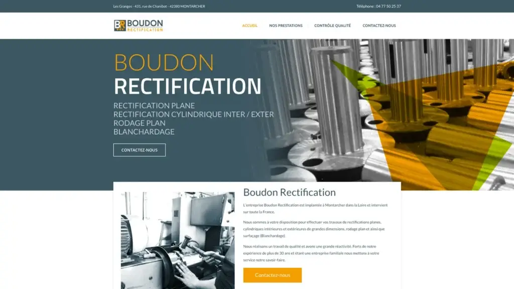 Site internet Boudon Rectification, réalisé par notre agence web à Montbrison