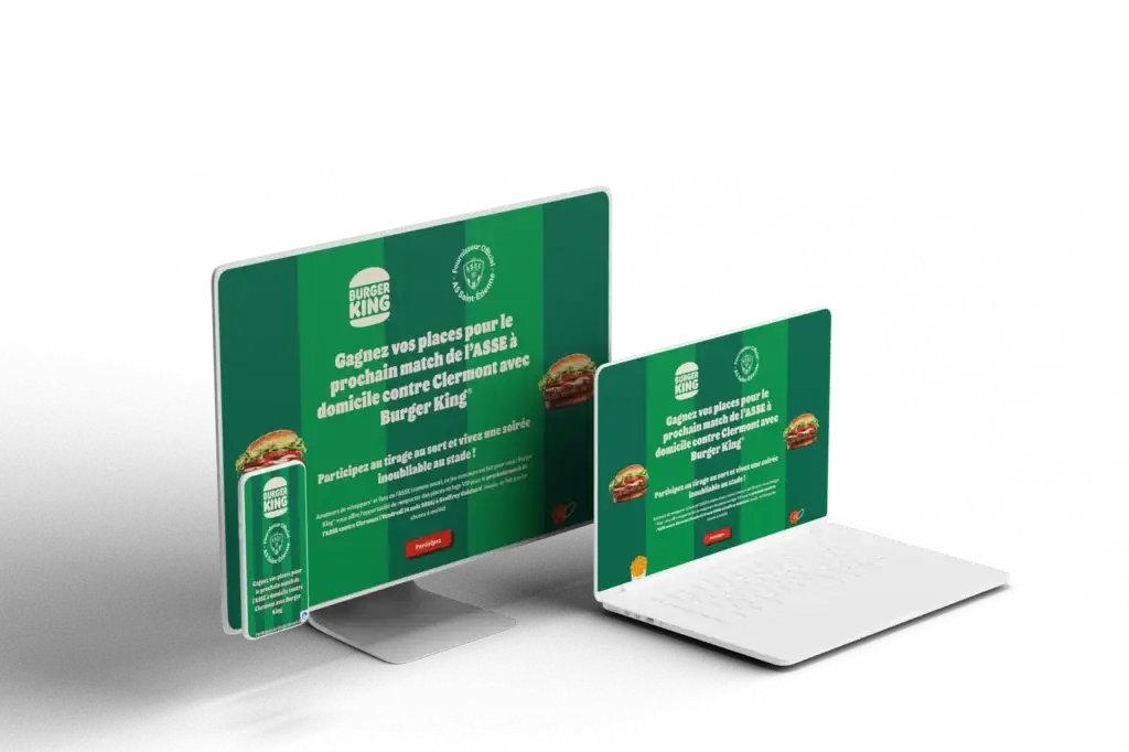 Site internet Burger King x ASSE, réalisé par notre agence web à Saint-Étienne